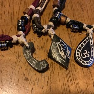 Three Handmade Hemp Necklaces Boho Hippie Tribal